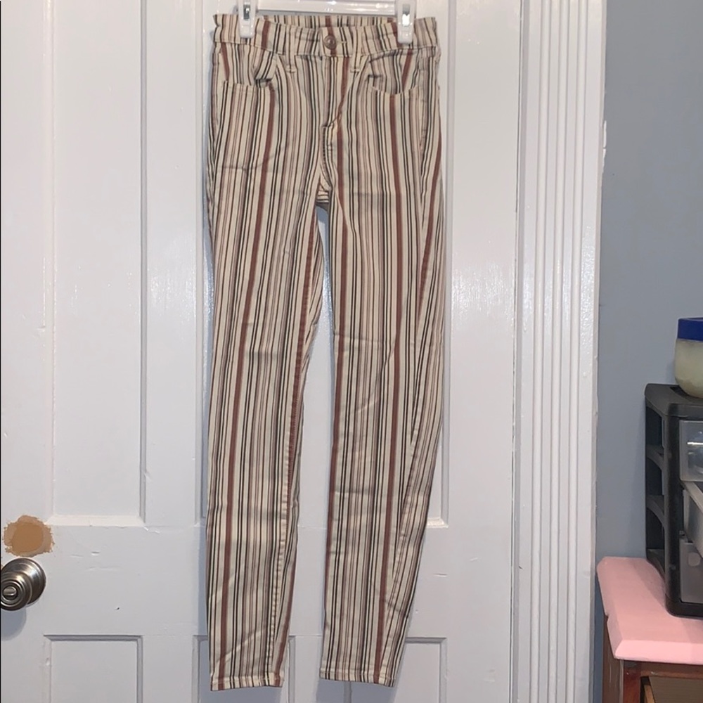 Multi color striped jeans